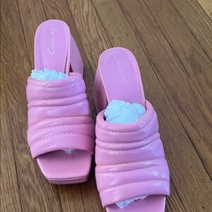 Chase + Chloe Pink Wedge Sandals